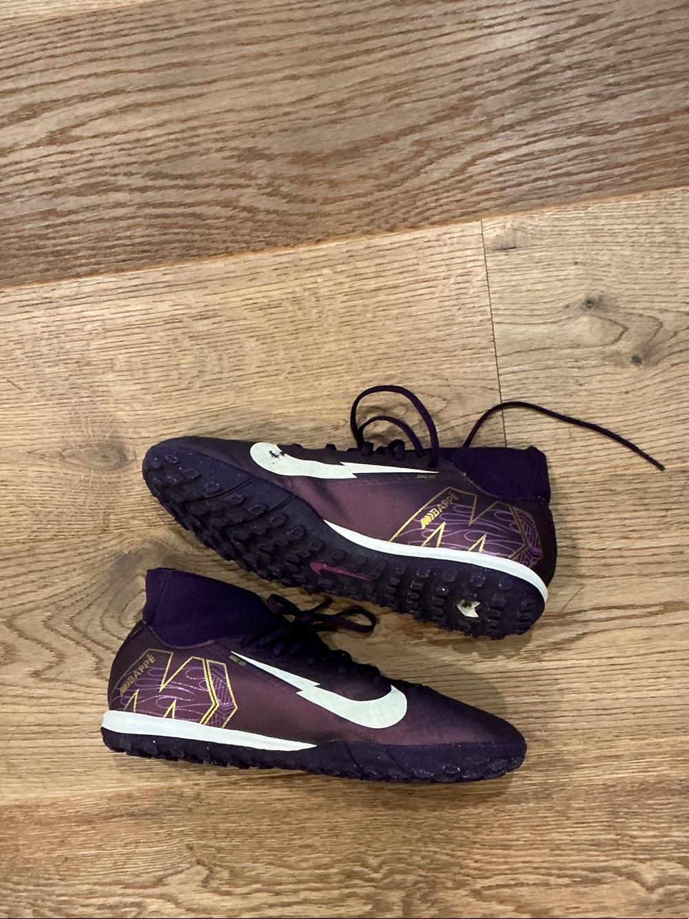 Nike Purple and White Turf Soccer Cleats